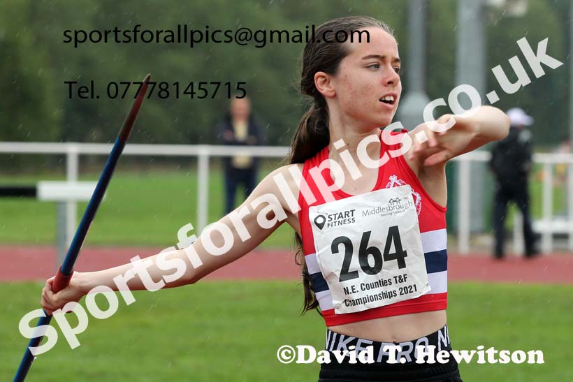 Women and Girls javelin, 2021 North Eastern Track and Field Champs., Middesbrough. Photo: David T. Hewitson/Sports for All Pics